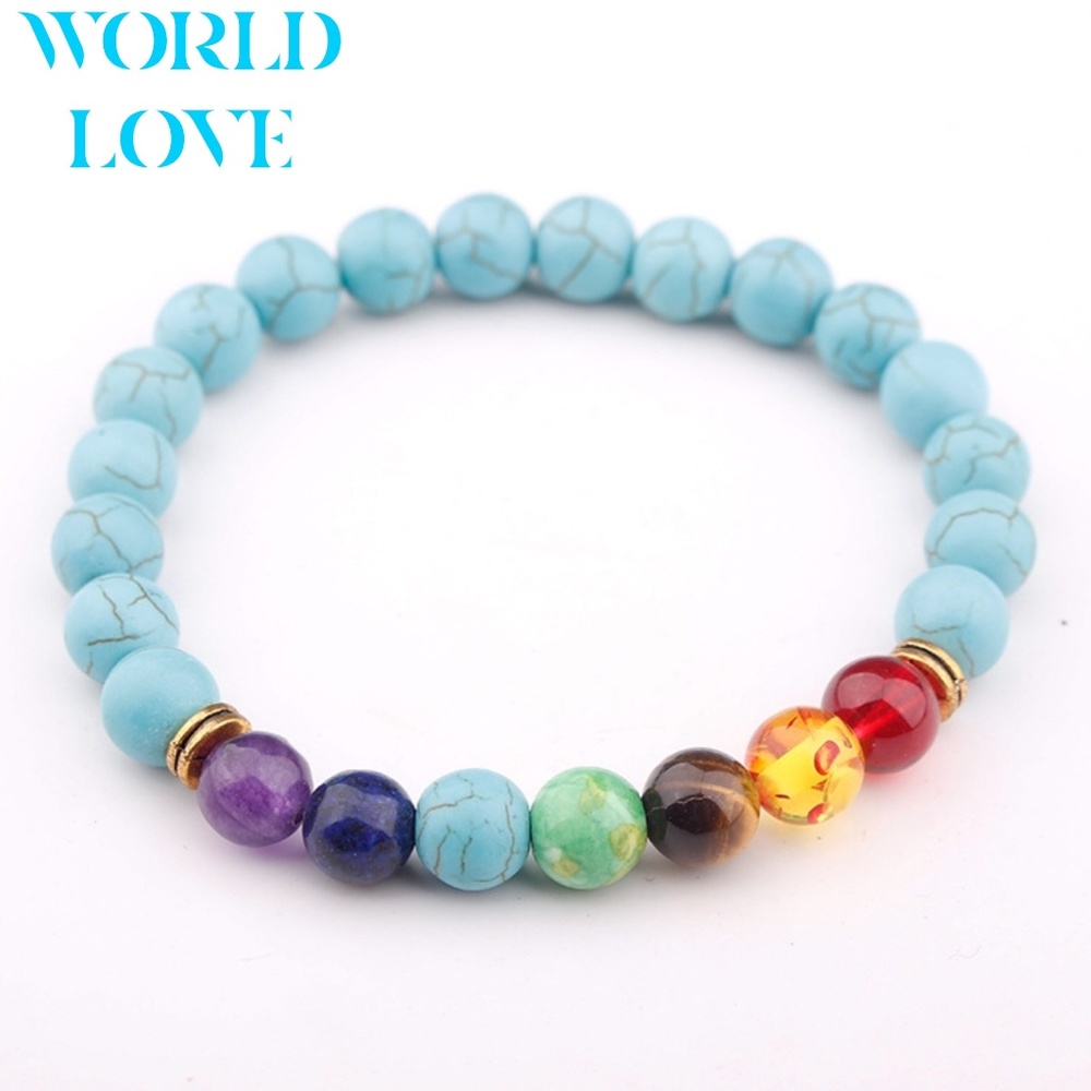 7 Chakra Healing Bracelet Handmade Volcanic BLU BUY 1 GET 1 FREE SPECIAL